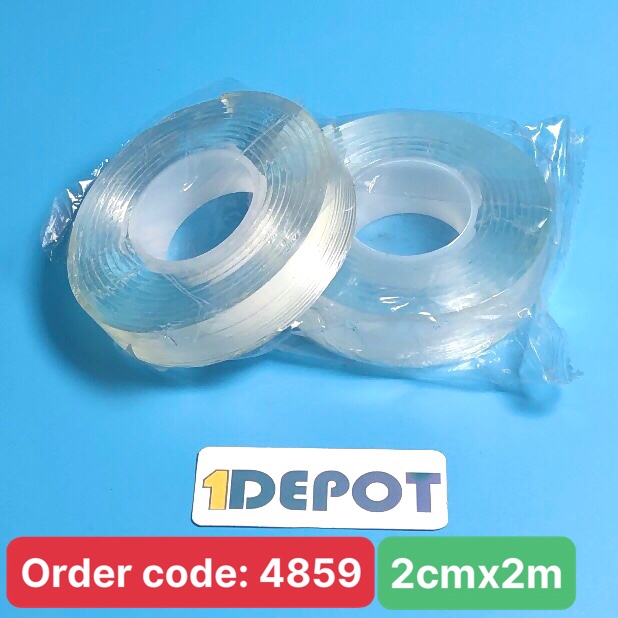 Băng keo 2 mặt siêu dính màu trong suốt 2cmx2m, dày 2mm
