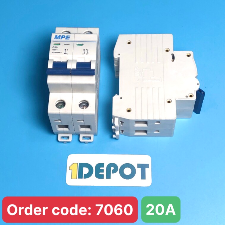 Cầu dao tự động MPE - số cực 2P, dòng định mức In 20A, Icu 6kA - MP6-C220