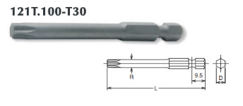 Đầu tuýp lục giác T30 Koken 121T.100-T30