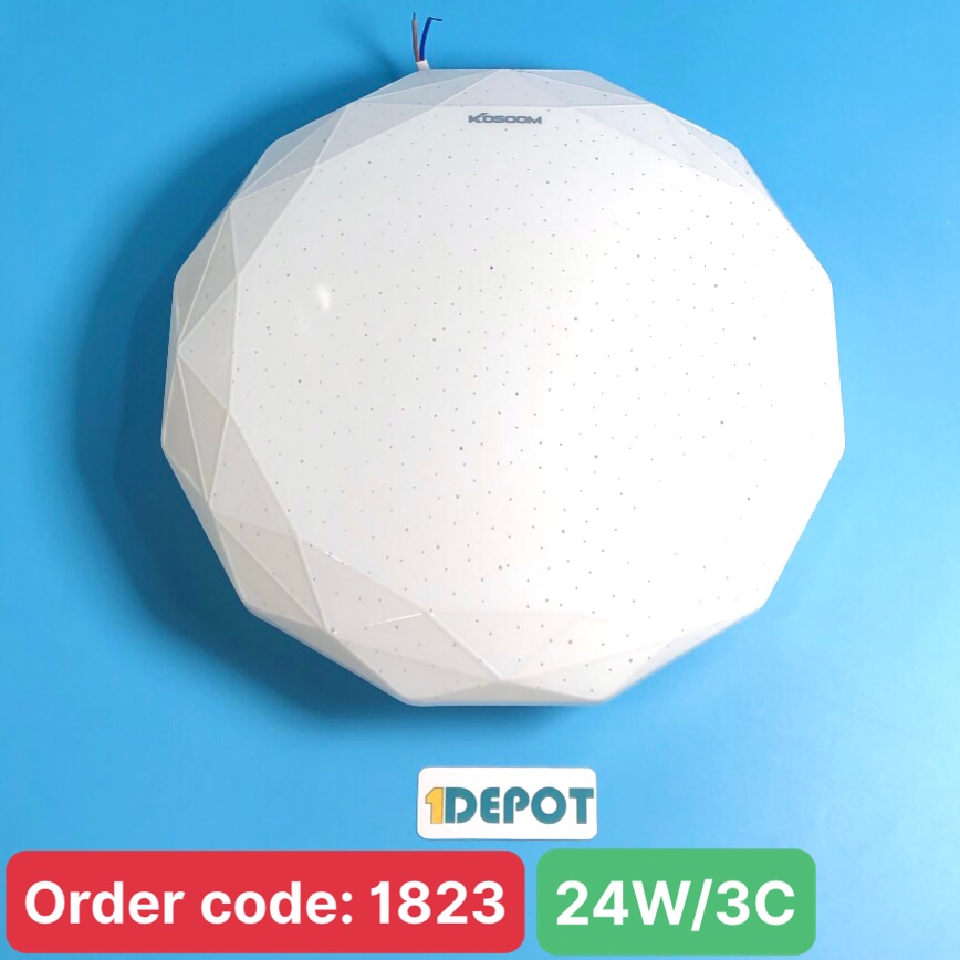 Đèn led ốp trần nổi 24W KOSOOM OP-KS-KC-24-DM, loại tròn kim cương, kích thước Ø330 x 63mm