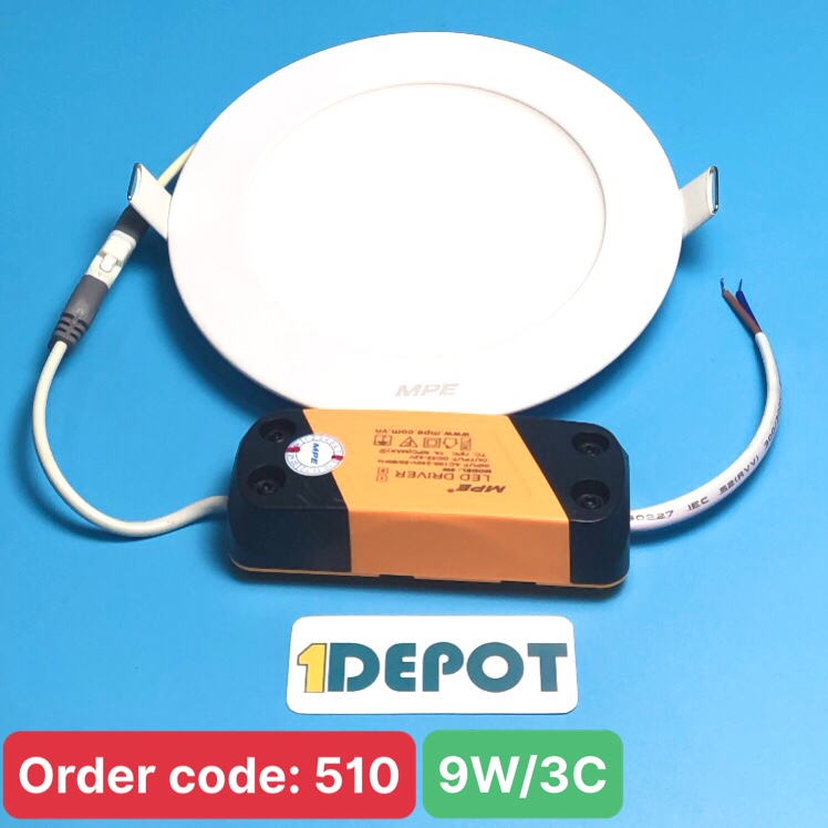 Đèn Led panel âm trần tròn 9W MPE RPL-9/3C 3 màu, KT Þ147x22 mm, đục lỗ Þ130 mm