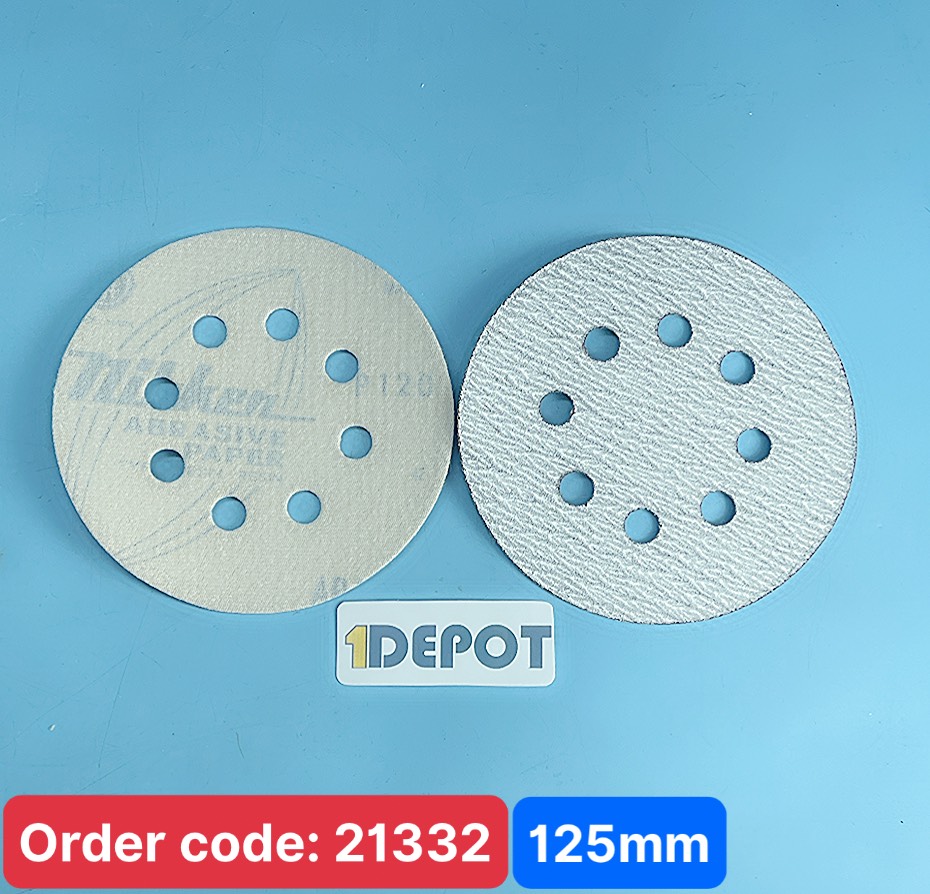 Giấy nhám dính 8 lỗ NIKKEN 6100, đường kính 125mm, độ hạt P120, mặt sau vải lông (nỉ)