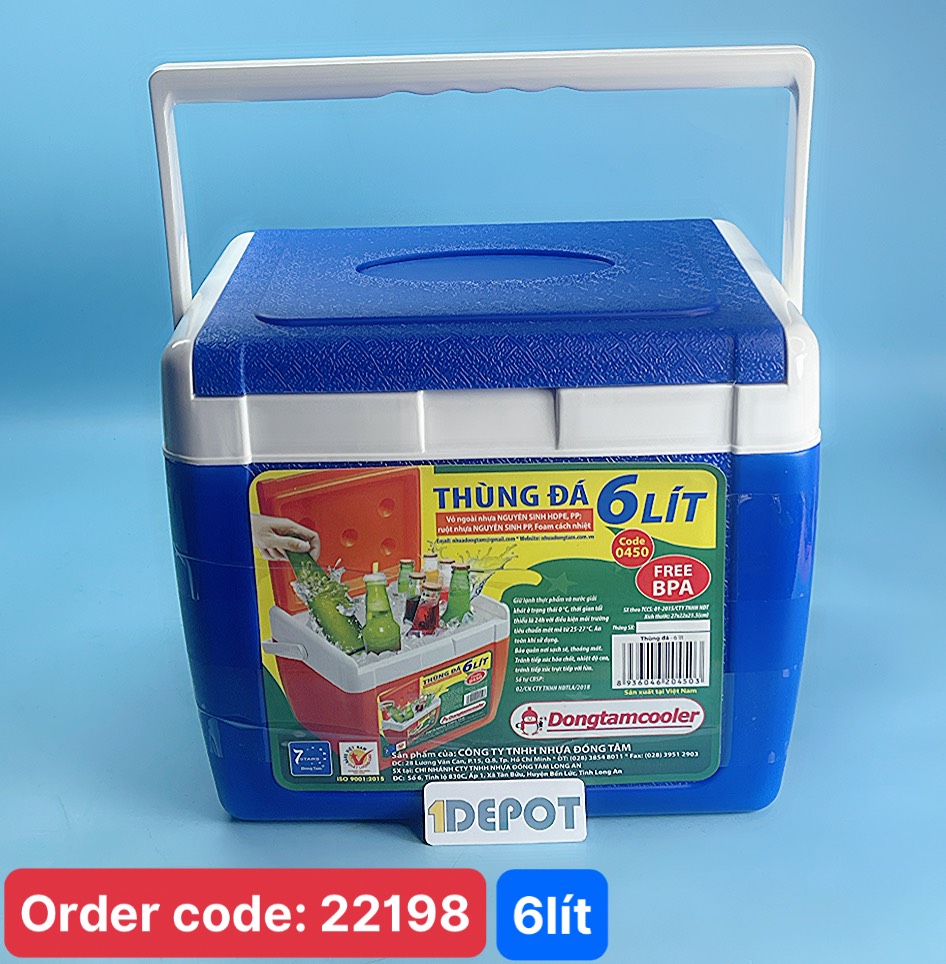 Thùng đá vuông Đồng Tâm 6L DT0450 27*22*21.5 ( cm)