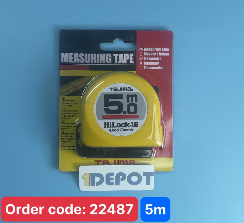 Thước cuộn thép Tajima H6P50MW chiều dài 5m, Lưỡi thước rộng 16mm