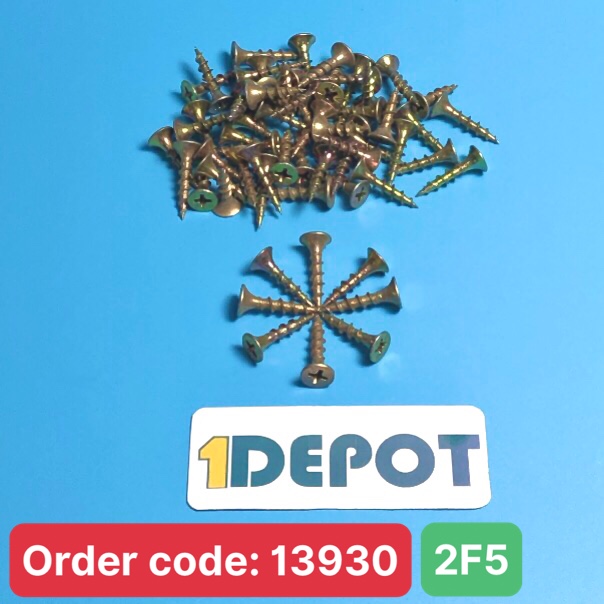 Vít gỗ răng thưa màu vàng 2F5 gói 100g (~50 con)