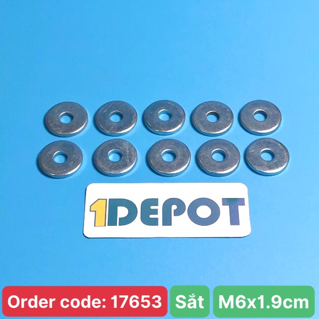 Vòng đệm, Long đền phẳng sắt loại dày 6F, KT 6x1.9cm