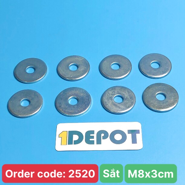 Vòng đệm, Long đền phẳng sắt loại dày 8F, KT 8x3cm