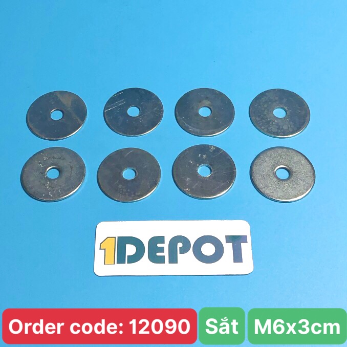 Vòng đệm, Long đền phẳng sắt loại mỏng 6F, KT 6x3cm