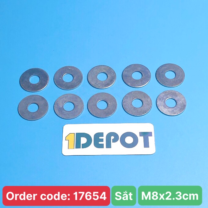 Vòng đệm, Long đền phẳng sắt loại mỏng 8F, KT 8x2.3cm
