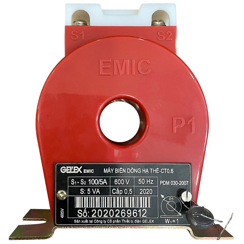 Biến dòng đo lường hạ thế Emic CT0.6 100/5A - 600VAC ( kiểu EM4H01 - 1 tỷ số )
