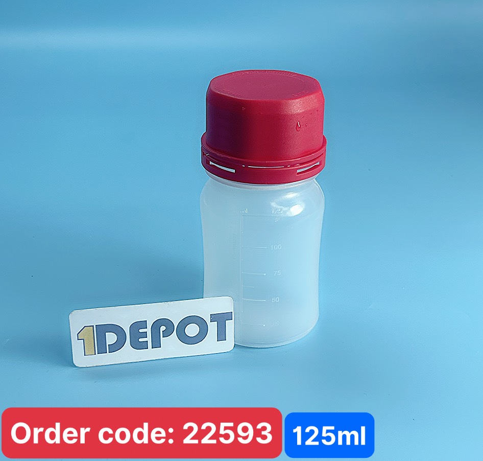 Bình nhựa chia vạch có nắp dung tích 125ml chống hóa chất Chất liệu nhựa PP Vitlab 110194