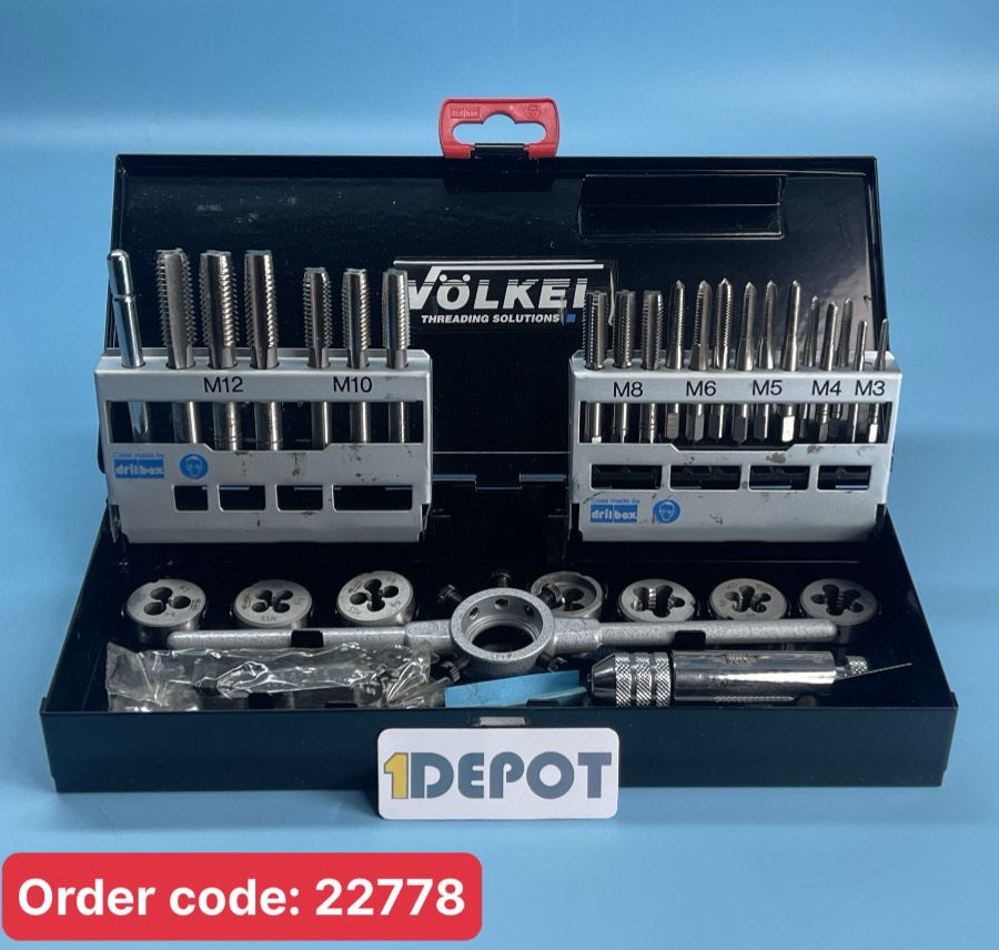 Bộ taro ren VOLKEL 49505, 32 chi tiết từ M3 đến M12