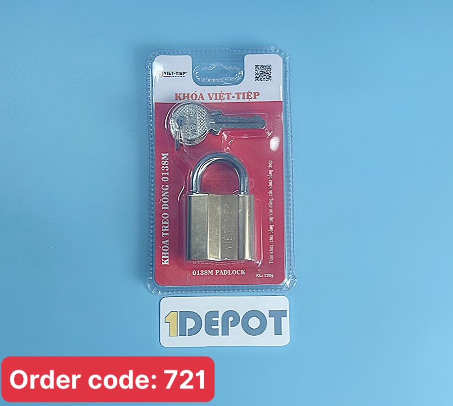 Khóa treo đồng việt tiệp 1466/38m (0138M) Vàng đồng, kích thước 57 x 36 x 15mm, 4f