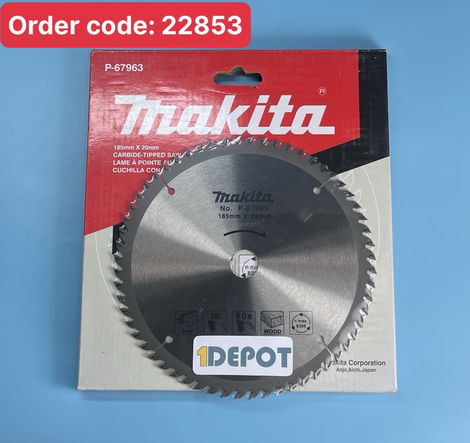 Lưỡi cắt gỗ 180mm Makita P-67963, kích thước 185x60Tx20mm