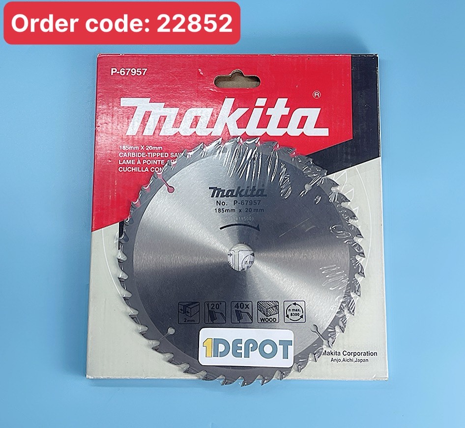 Lưỡi cắt gỗ 185mm Makita P-67957, kích thước 185x20x40T