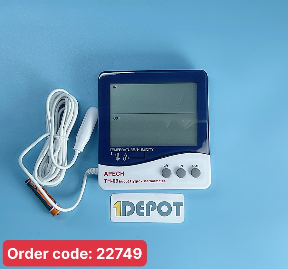 Nhiệt ẩm kế điện tử treo tường APECH TH-09, dải đo nhiệt độ -10ºC ~ 60ºC / 14 ~140ºF, dải đo độ ẩm 10% ~99%