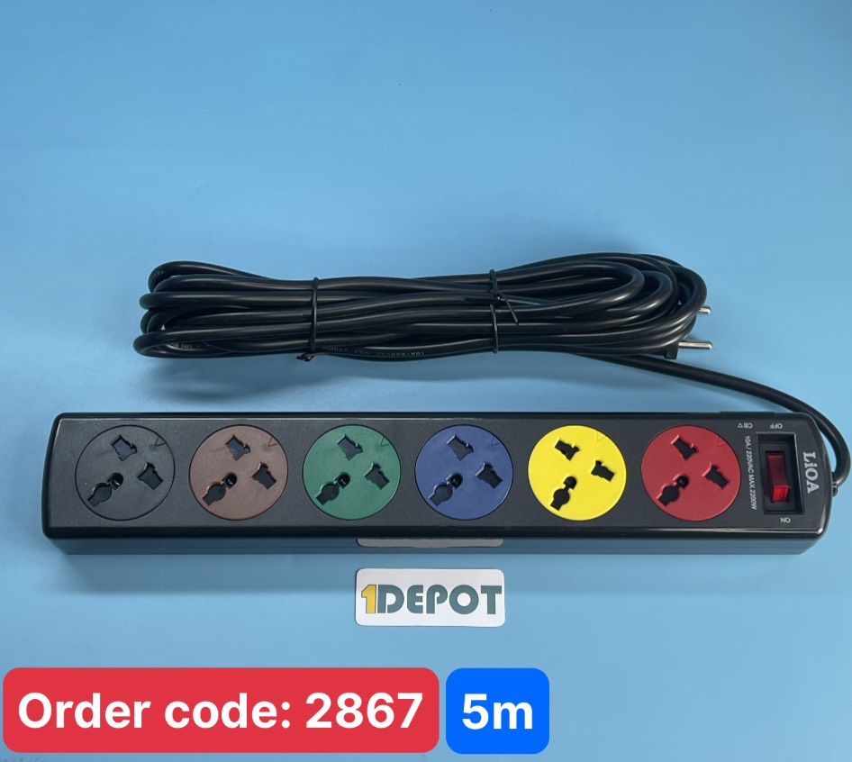 Ổ cắm điện đa năng 6 lỗ dây dài 5m Lioa 6DND5.2.10