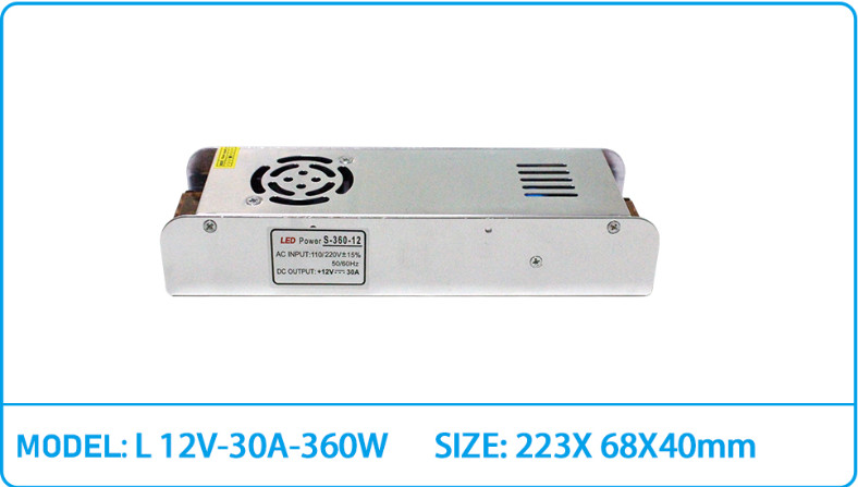 Nguồn tổ ong S-360-12 360W 12V 30A  nguồn dài 223x68x40mm