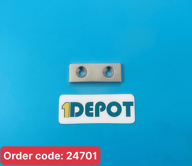 Nam châm đất hiếm có 2 lỗ vát bắt vít kích thước 50x20x5mm