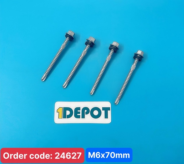 Vít bắn tôn chất liệu thép mạ nhúng nóng M6x70mm