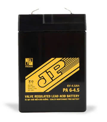Ắc quy đèn sạc Pinaco JP PA 6-4.5, 6V, 4,5Ah, có sẵn axit