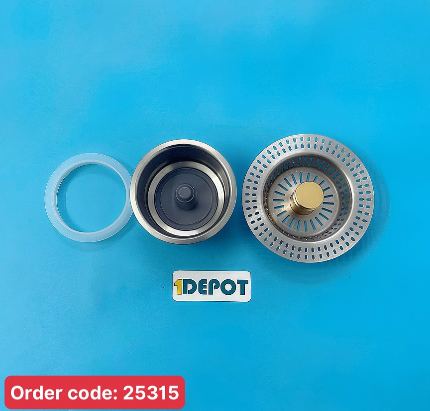 Bộ lọc rác bồn rửa bát inox 304, tương thích với đường kính 71-85mm