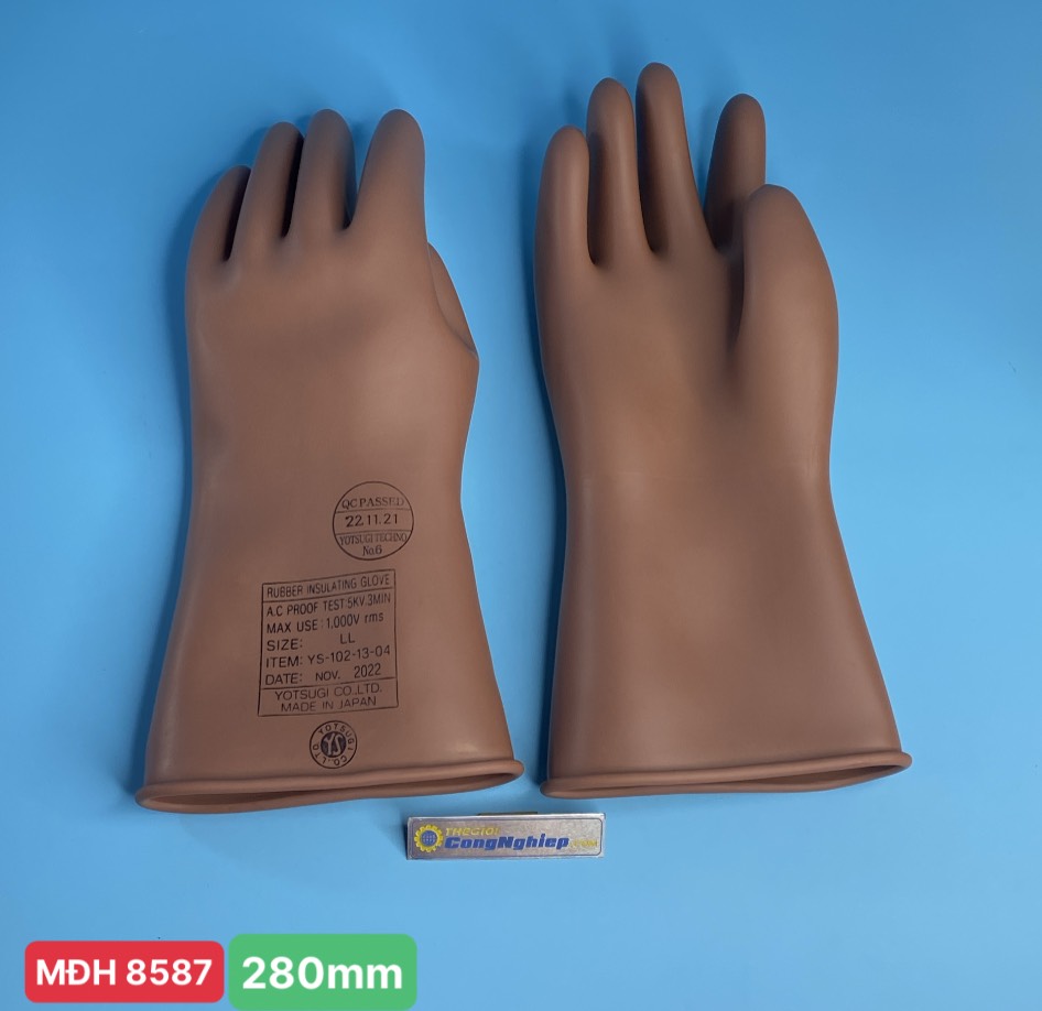 Găng tay cách điện hạ thế Yotsugi YS102-13-04, điện áp sử dụng 1000 V, chiều dài 280 mm