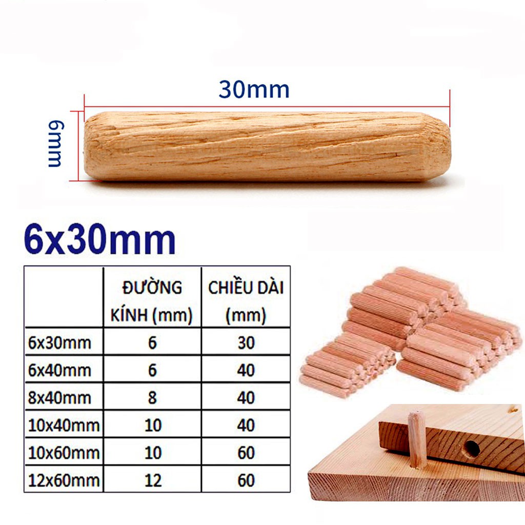 Chốt gỗ Ø10x40mm, khối lượng 1kg