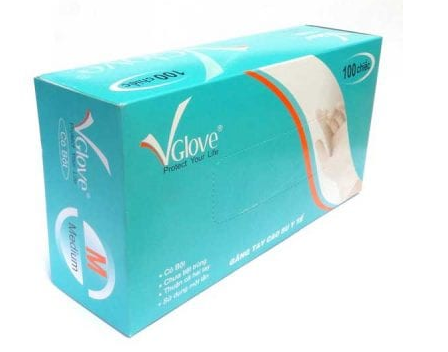 Găng tay y tế có bột màu trắng size m vglove Powder