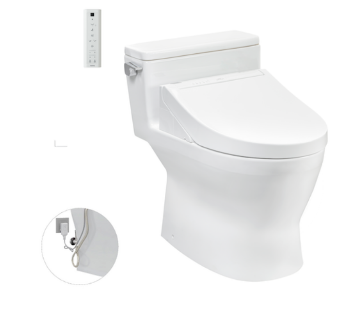 Bàn cầu 1 khối Toto MS188VKW14, kết hợp nắp rửa điện tử WASHLET dòng C5