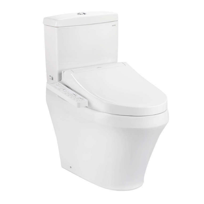 Bàn cầu một khối Toto CW166RB/TCF34320GAA, kèm nắp rửa điện tử WASHLET dòng S5. Phụ kiện bao gồm van dừng