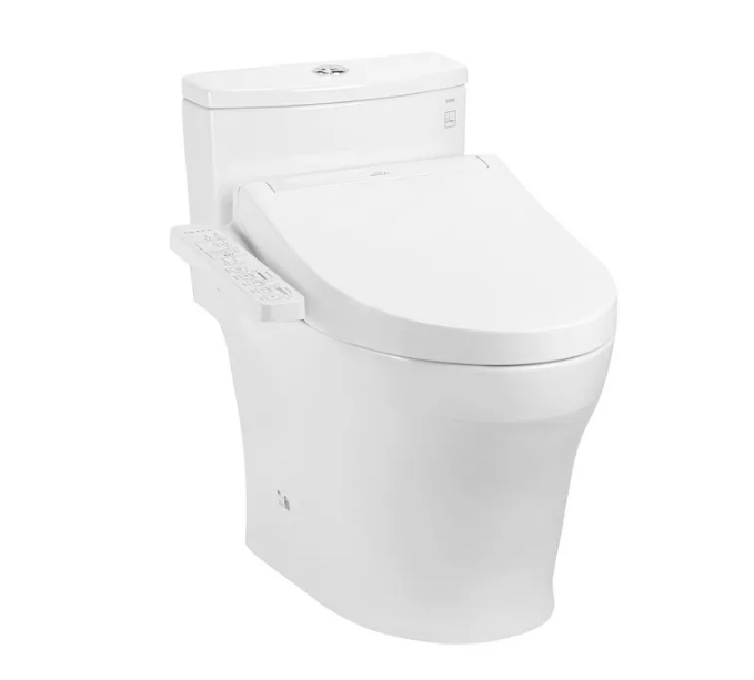 Bàn cầu một khối Toto MS885DW16, kèm nắp rửa điện tử WASHLET dòng C2. Phụ kiện bao gồm bích nối sàn, van dừng