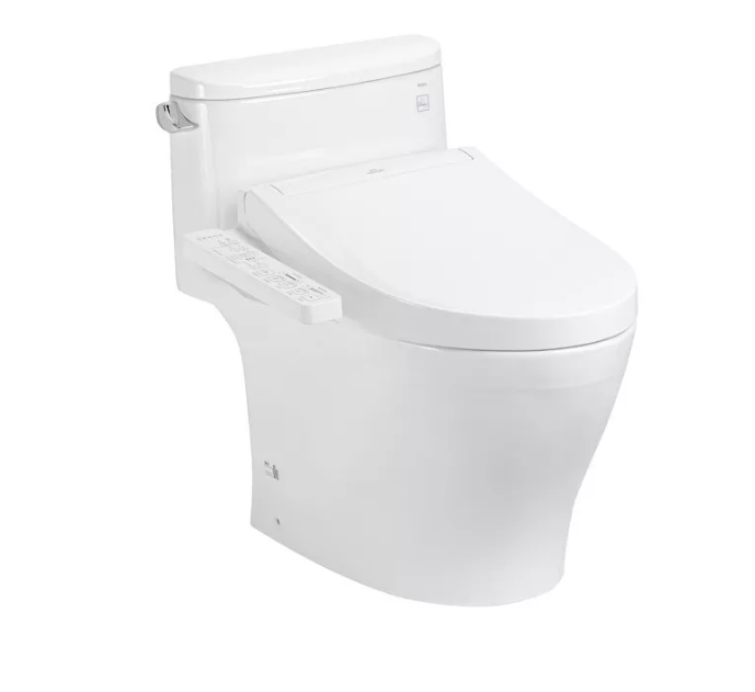 Bàn cầu một khối Toto MS887RW16, kèm nắp rửa điện tử WASHLET dòng C2. Phụ kiện bao gồm bích nối sàn, van dừng