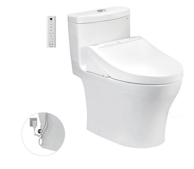 Bàn cầu một khối Toto MS889DRW14, kèm nắp rửa điện tử WASHLET dòng C5