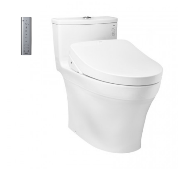 Bàn cầu nhà vệ sinh một khối Toto MS885CDW12, kèm nắp rửa điện tử TOTO WASHLET dòng S7. Phụ kiện bao gồm bích nối sàn, van dừng