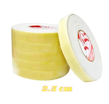 Băng keo xốp vàng 2 mặt 2.5cm, 1 cây/10 cuộn 2.5F