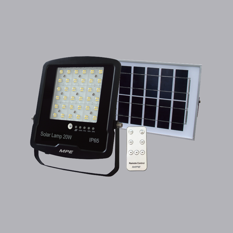 Đèn Led pha năng lượng mặt trời MPE 100W - SFLD-100V ánh sáng vàng
