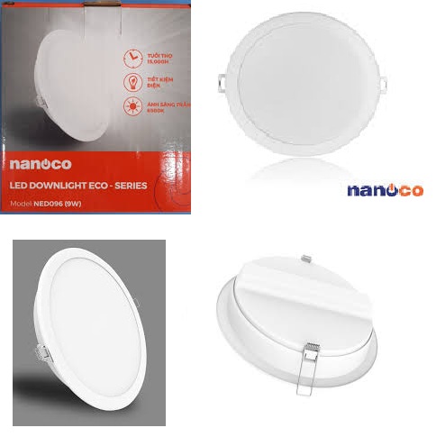 Đèn LED downlight âm trần viền trắng 9W ánh sáng trắng Nanoco NSD096W110