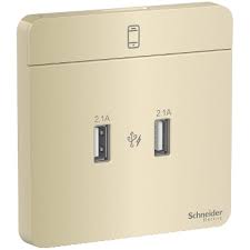 Bộ ổ sạc USB đôi 2.1A Schneider E8832USB_WG_G19 AvatarOn, màu vàng ánh kim