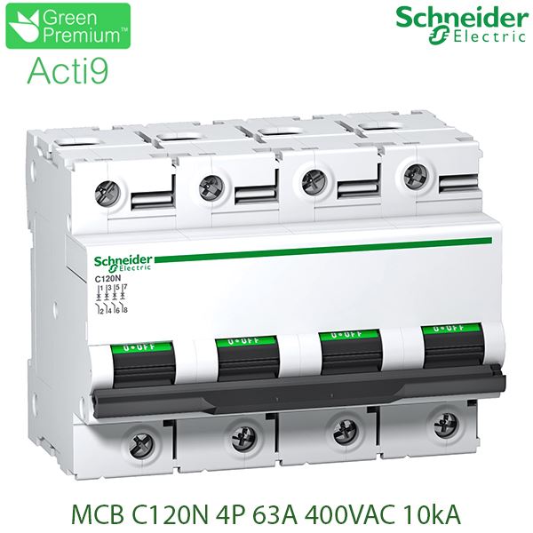 Cầu dao tự động MCB Acti9 C120N 4P 10kA 400V 80A C curve Schneider A9N18372