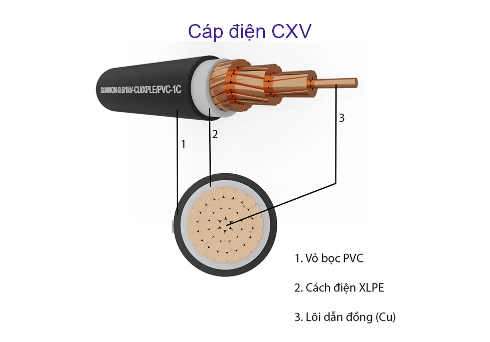 Dây cáp điện Cadivi CXV-4x2.5 - 0.6/1kV