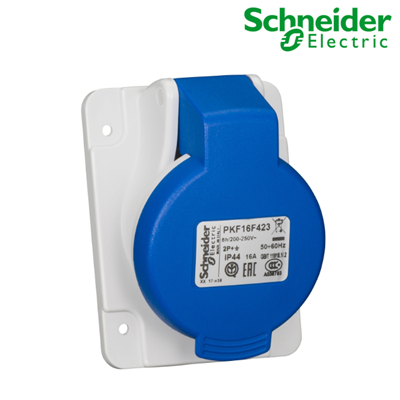 Ổ cắm âm dạng nghiêng IP44 2P+E 230V 32A Schneider PKF32F423