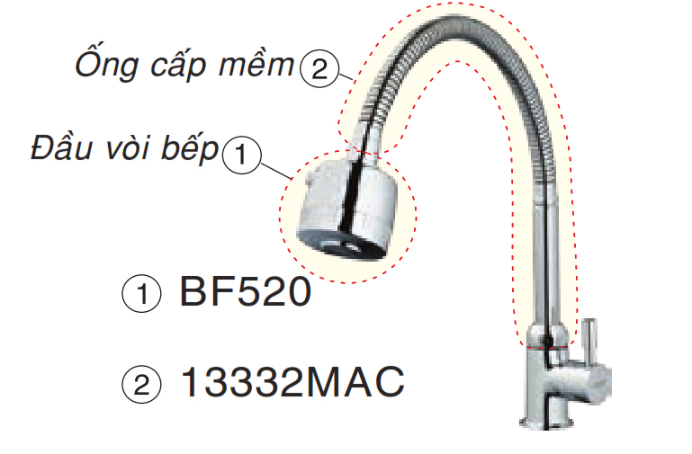 Ống mềm của vòi bếp Caesar 13332MAC