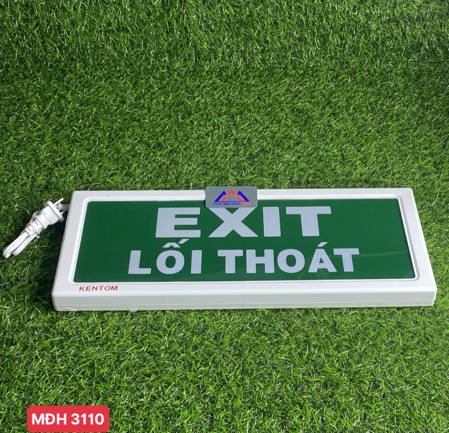 Đèn exit thoát hiểm 2 mặt Kentom KT-620, kích thước ( 39.7 * 18.4 * 3cm) có team kiểm định