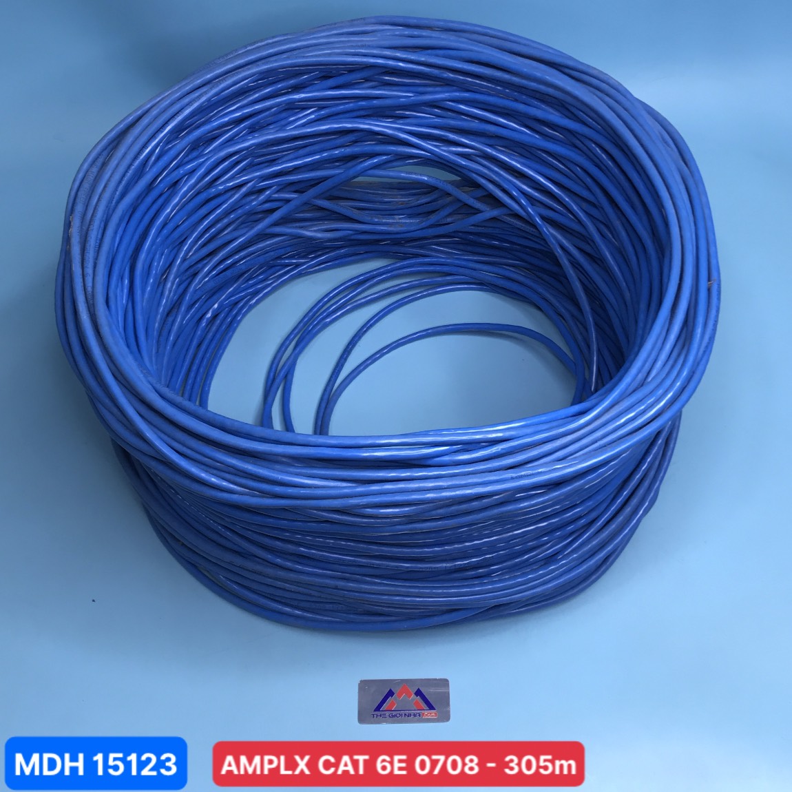 Dây cáp mạng AMPLX CAT 6E 0708, cuộn dài 305M (màu xanh)