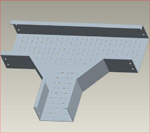 Co T máng cáp sơn tĩnh điện 150x150 ra 150mm; cao 100mm; dày 1.5mm có đột lỗ, không nắp