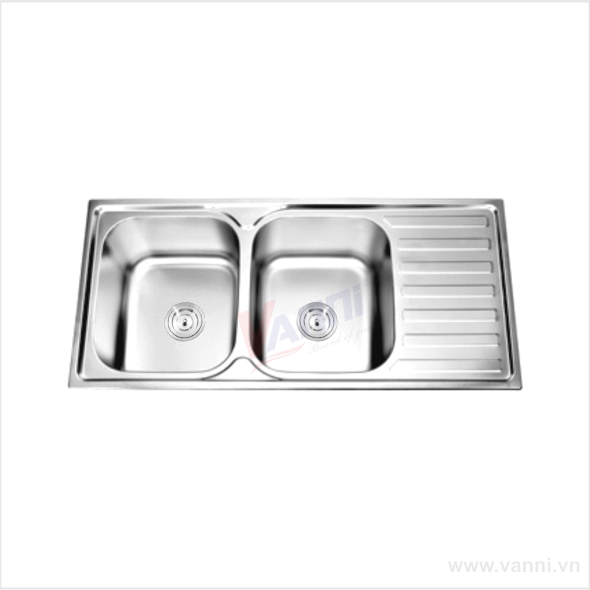 Chậu rửa chén 2 hố Inox 201 Vanni VN-10545, KT 1050x450x230mm