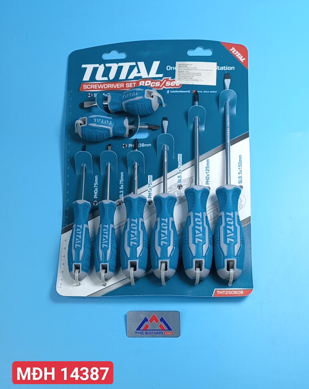 Bộ tuốc nơ vít dẹp và bake 8 chi tiết Total THT250608