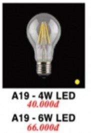 Đèn Led Edison A19 6w, ánh sang 2700K