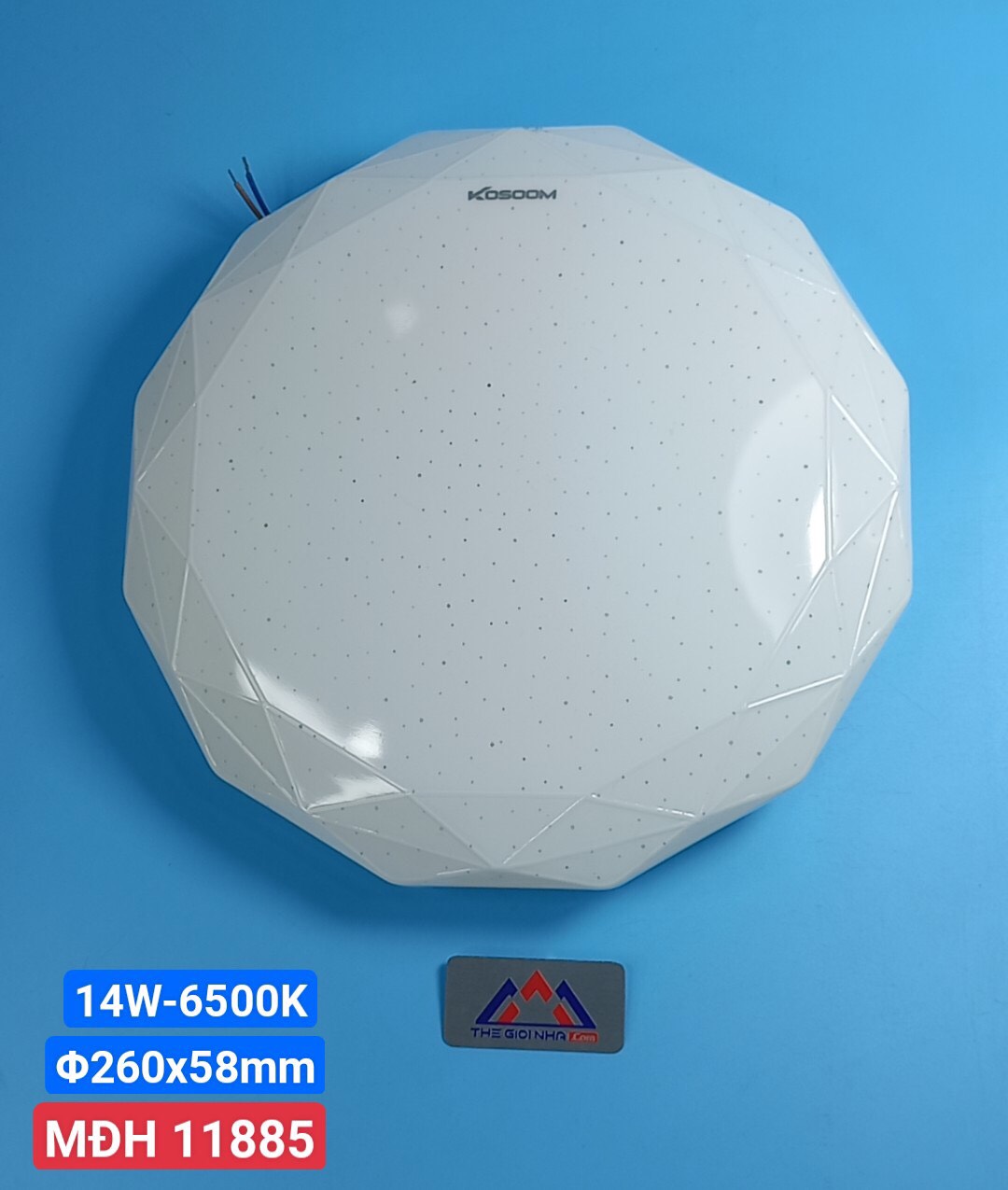 Đèn led ốp trần nổi loại tròn kim cương Kosoom 14w, kích thước φ260 x 58mm